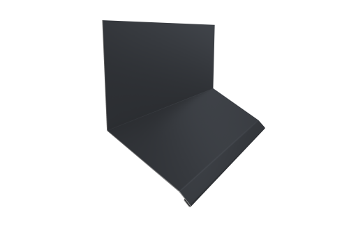 Планка примыкание верхнее к стене фальц Grand Line 150х130х20 0,5 Velur X RAL 7024 мокрый асфальт (2м)