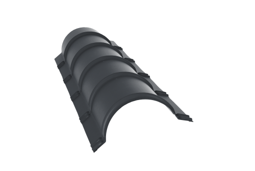 Планка малого конька полукруглого 0,5 Satin с пленкой RAL 7024 мокрый асфальт (1,97м)