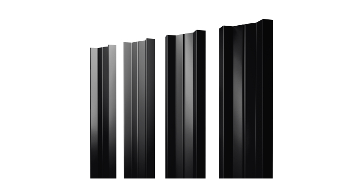 Штакетник М-образный A с прямым резом 0.45 PE-Double RAL 9005 черный