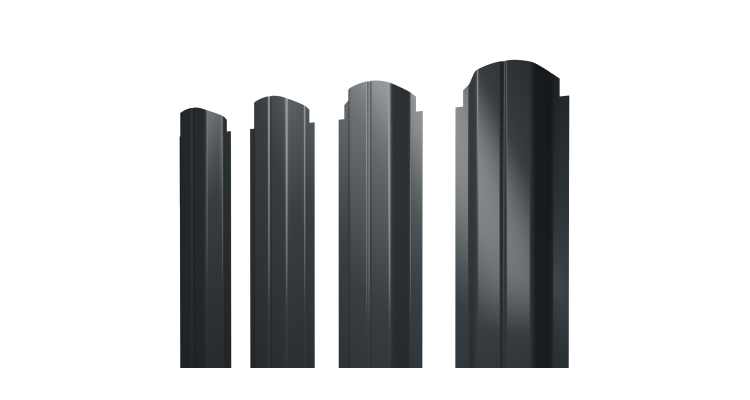 Штакетник П-образный А фигурный 0,5 PurLite Matt RAL 7016 антрацитово-серый