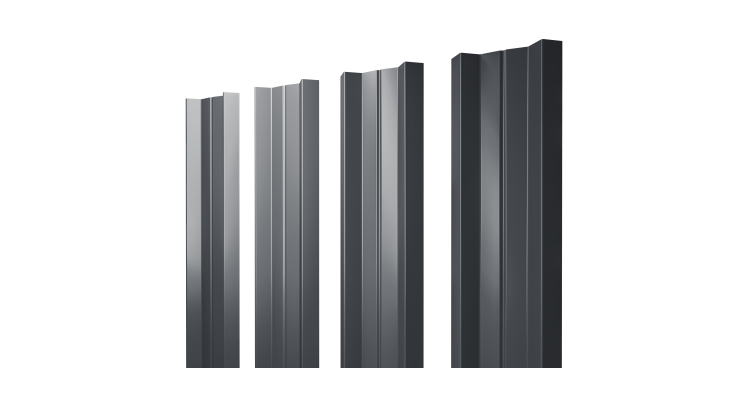 Штакетник М-образный А с прямым резом 0.45 Drap RAL 7024 мокрый асфальт
